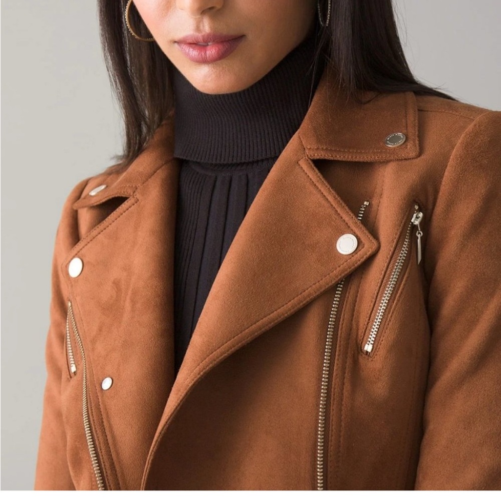 White House Black Market Tan Leather Jacket - Picture 3 of 6